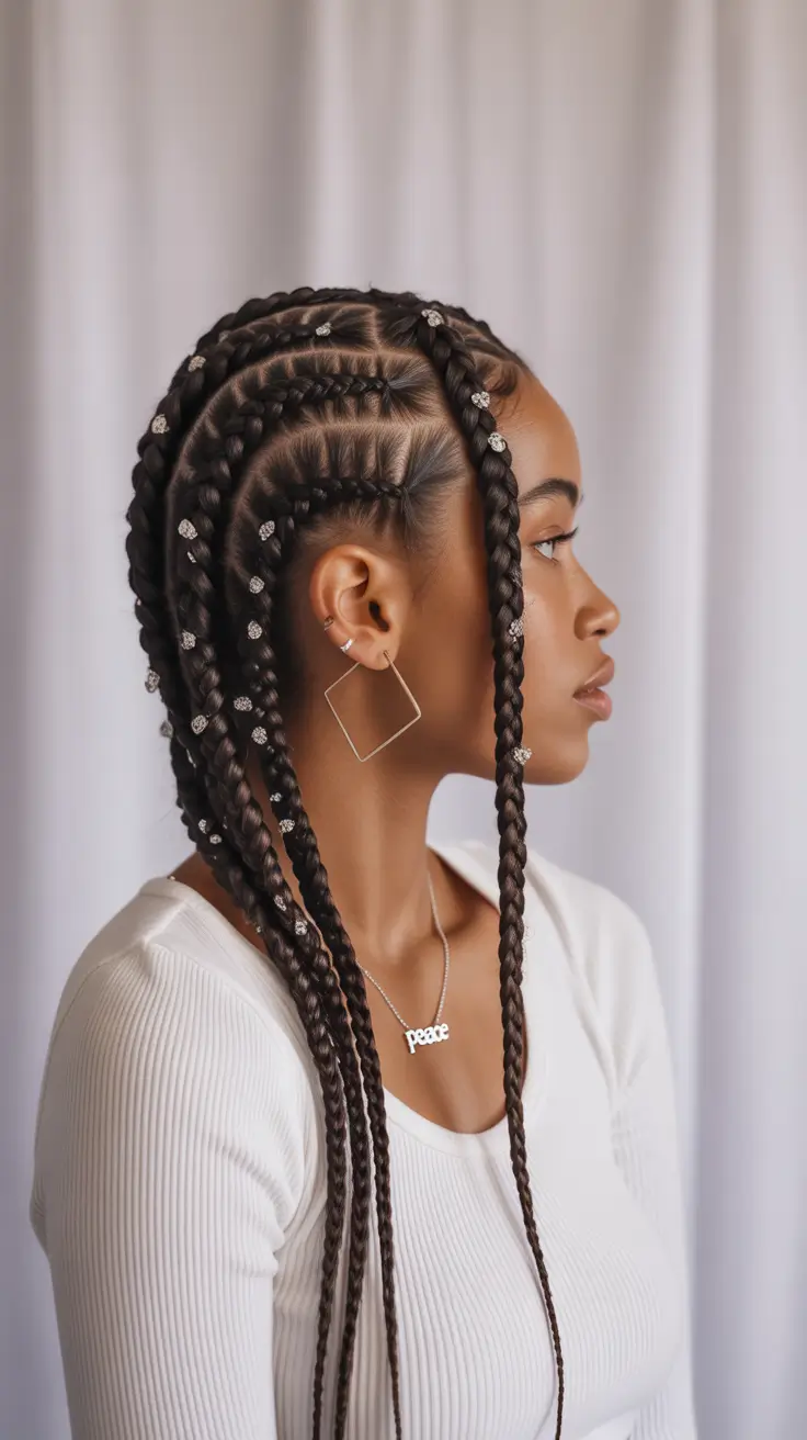 Beautiful Summer Braids for Black Women 2025 Intricate Parallel Cornrows with Hair Jewelry