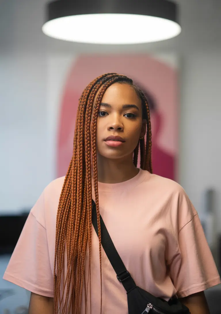 Beautiful Summer Braids for Black Women 2025 Burnt Orange Box Braids with a Laid-Back Vibe