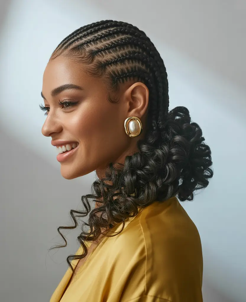 Beautiful Summer Braids for Black Women 2025 Low Braided Bun with Spiral Curl Detail