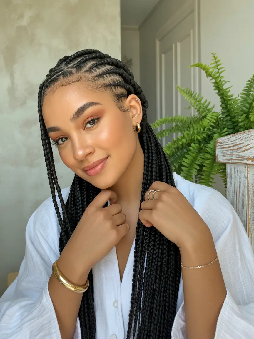 Beautiful Summer Braids for Black Women 2025 Classic Long Box Braids with a Soft Part