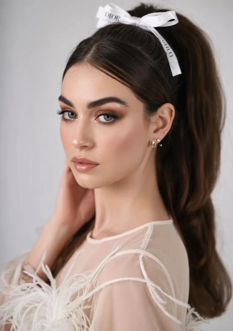 Bridal Hairstyles Ideas You'll Love in Summer 2025! Retro High Ponytail with a Luxe Bow