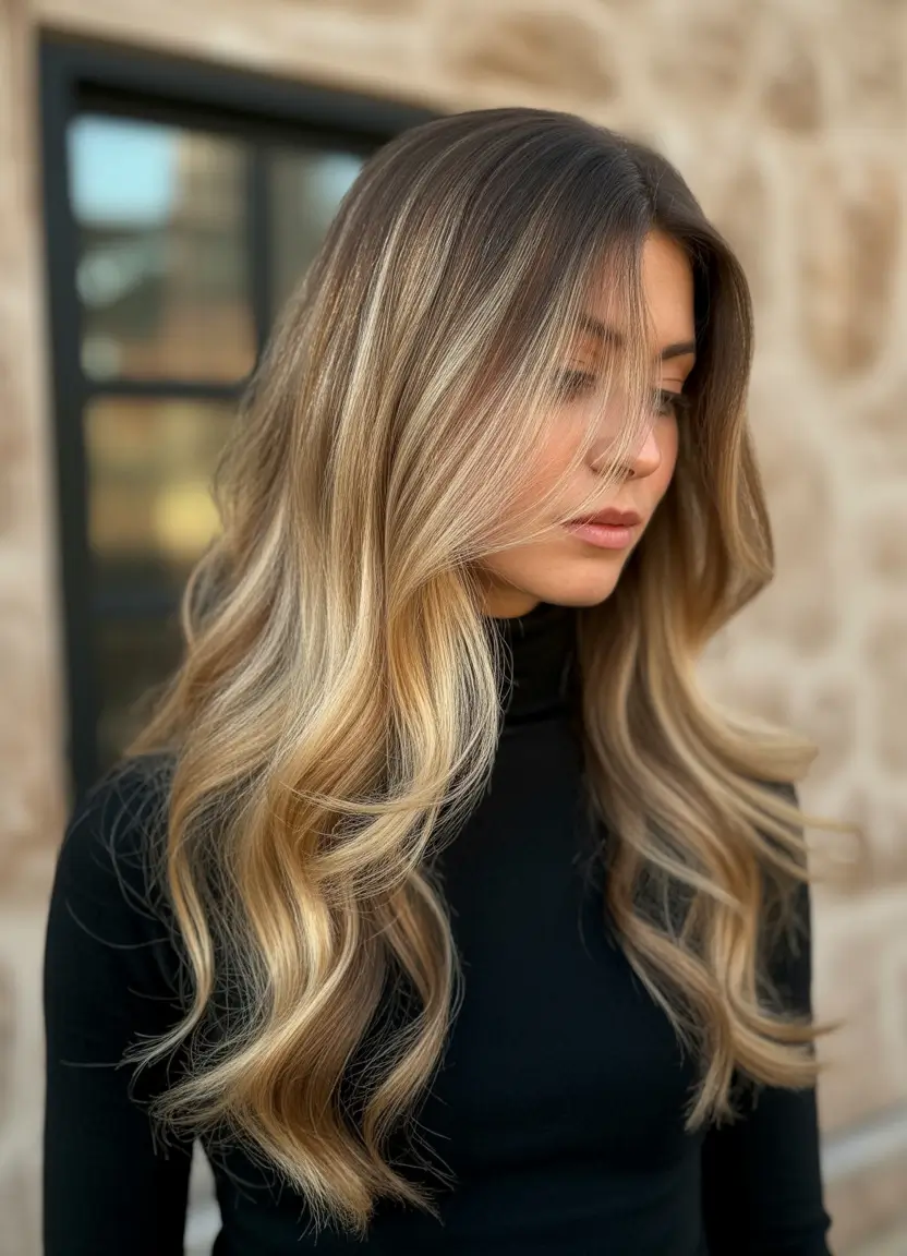 Brunette Highlights for a Sun-Kissed Look - Summer 2025!+Hollywood Blowout Meets Sunlit Balayage