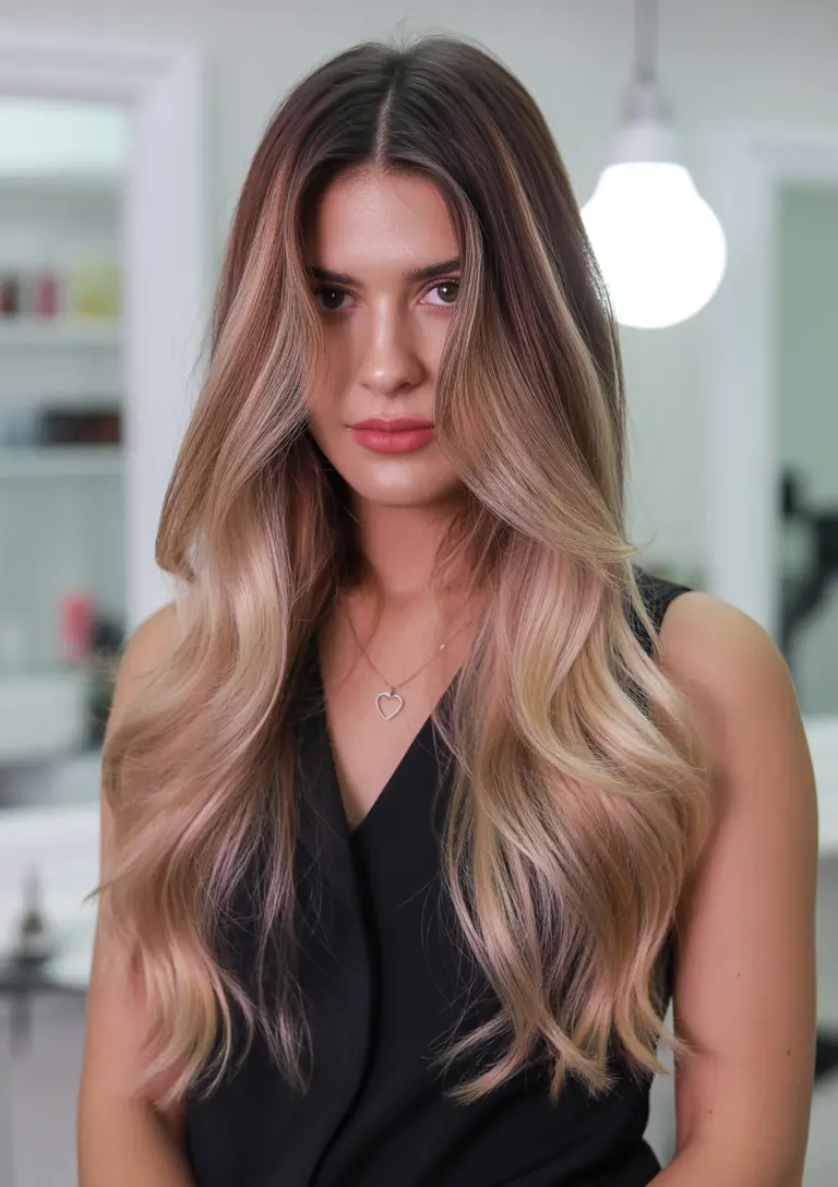 Brunette Highlights for a Sun-Kissed Look - Summer 2025!+Rose Latte Luxe