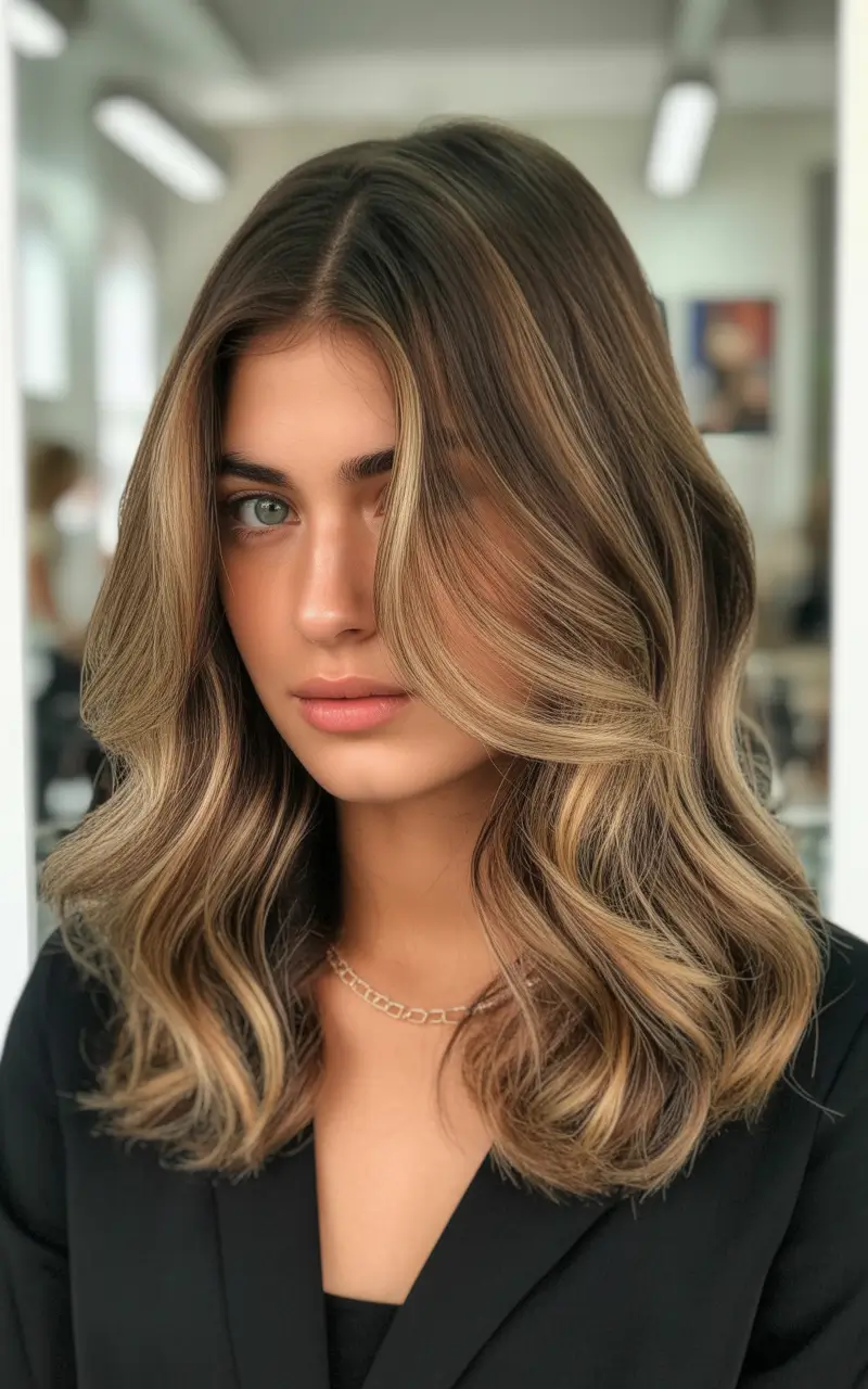 Brunette Highlights for a Sun-Kissed Look - Summer 2025! Polished Honey Ribbons with Face-Illuminating Curves