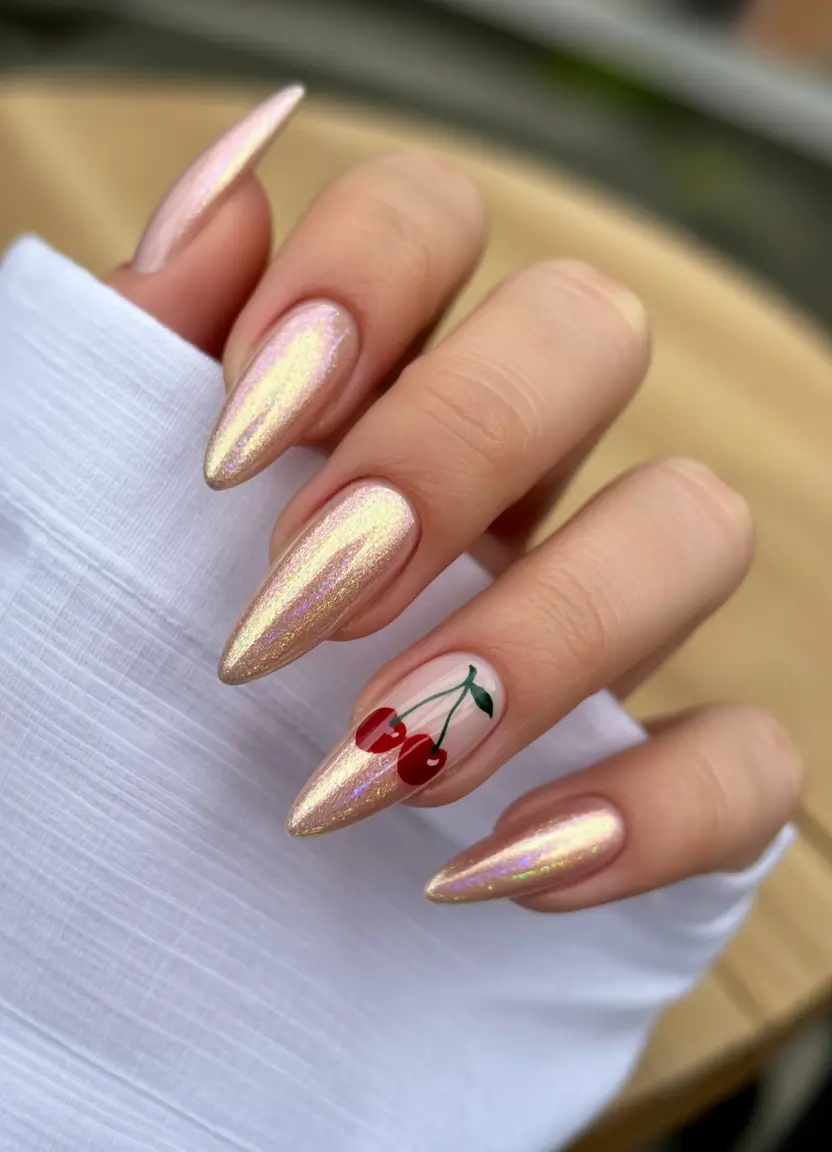 cherry-nails-inspo-2025-chrome-shimmer-with-cherry-accent