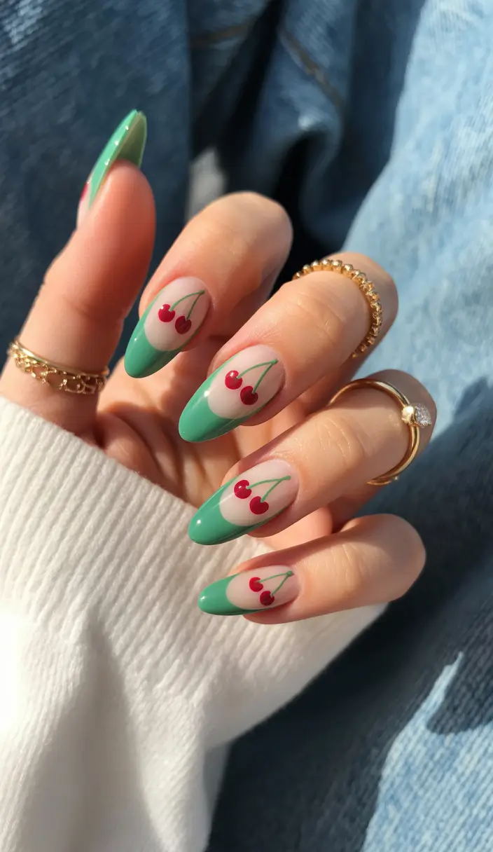 cherry-nails-inspo-2025-Minty-Green-with-a-Fresh-Twist