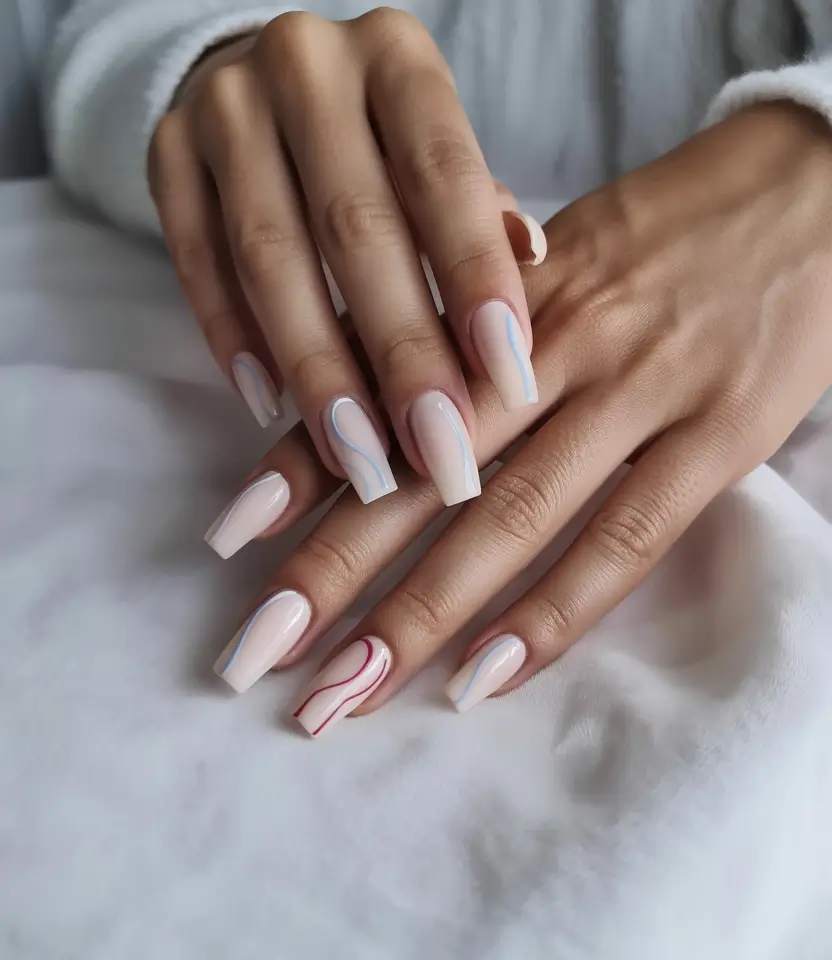 coffin summer nails ideas 2025 Soft Contour Lines with a Hint of Play