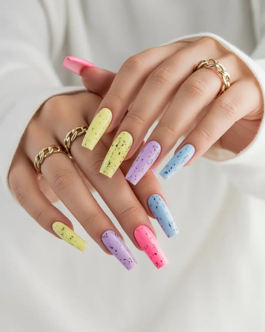 colorful summer nails ideas 2025 - Confetti Candy Pop