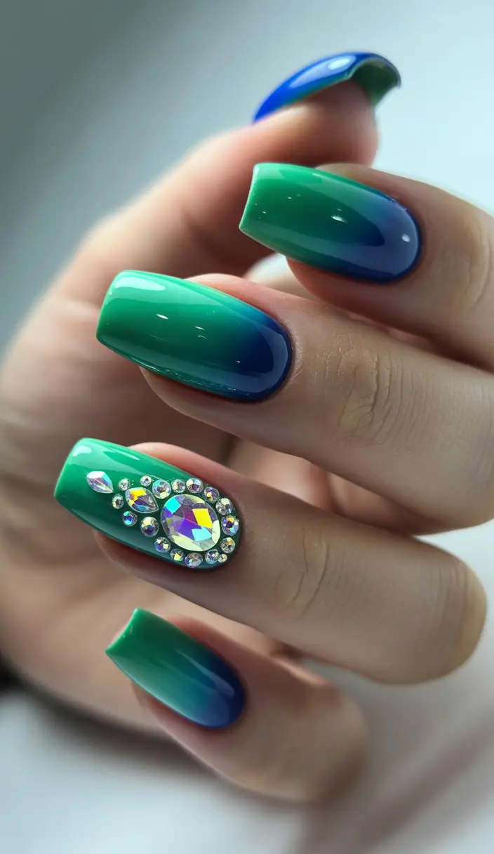 colorful summer nails ideas 2025 - Deep Sea Glam