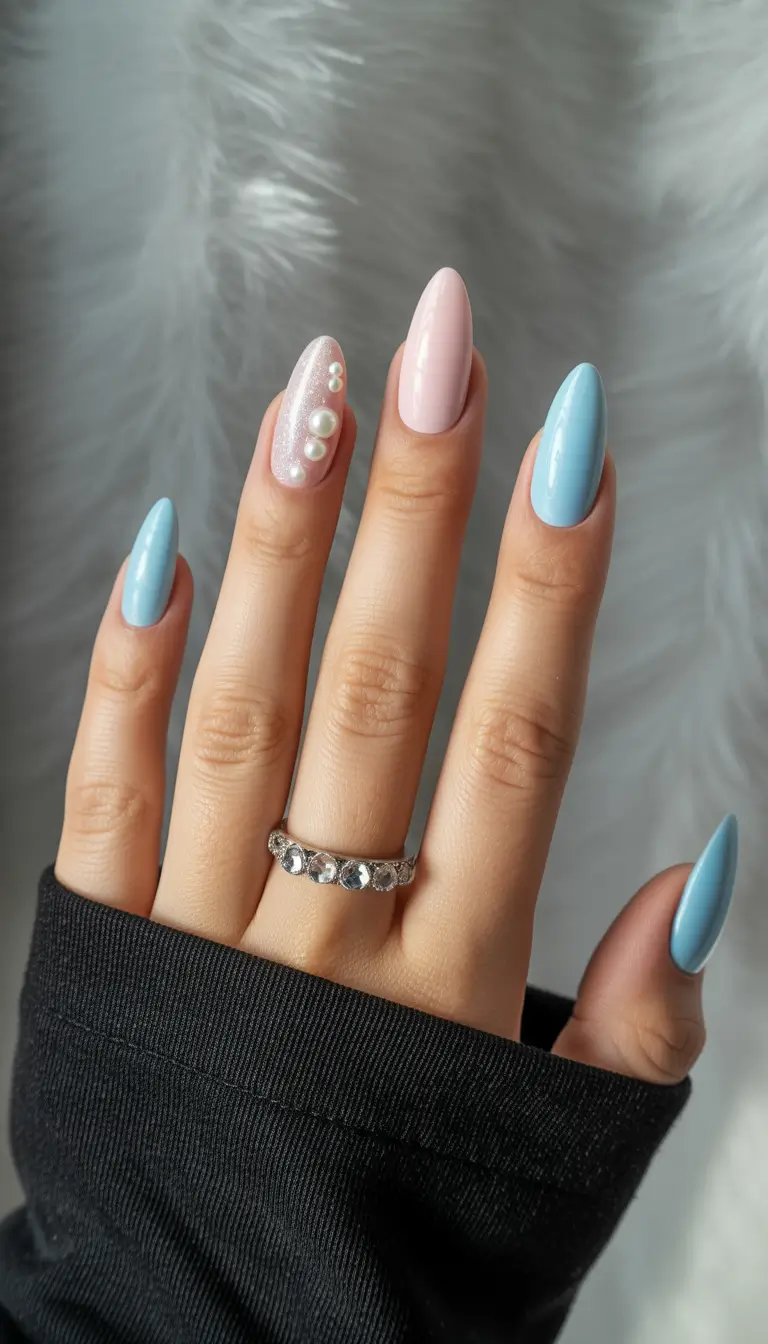 cute summer almond nails Pearl Dream Cotton Candy