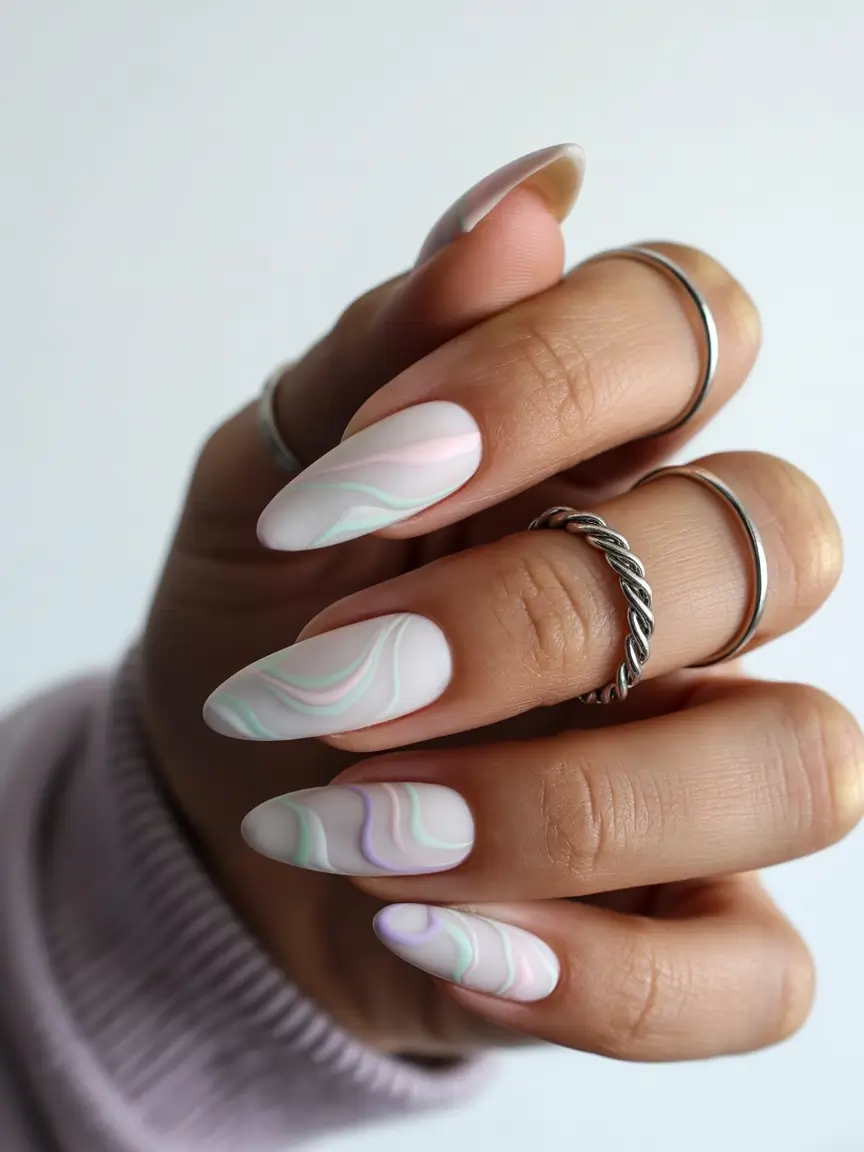 cute summer almond nails Pastel Mirage in Matte