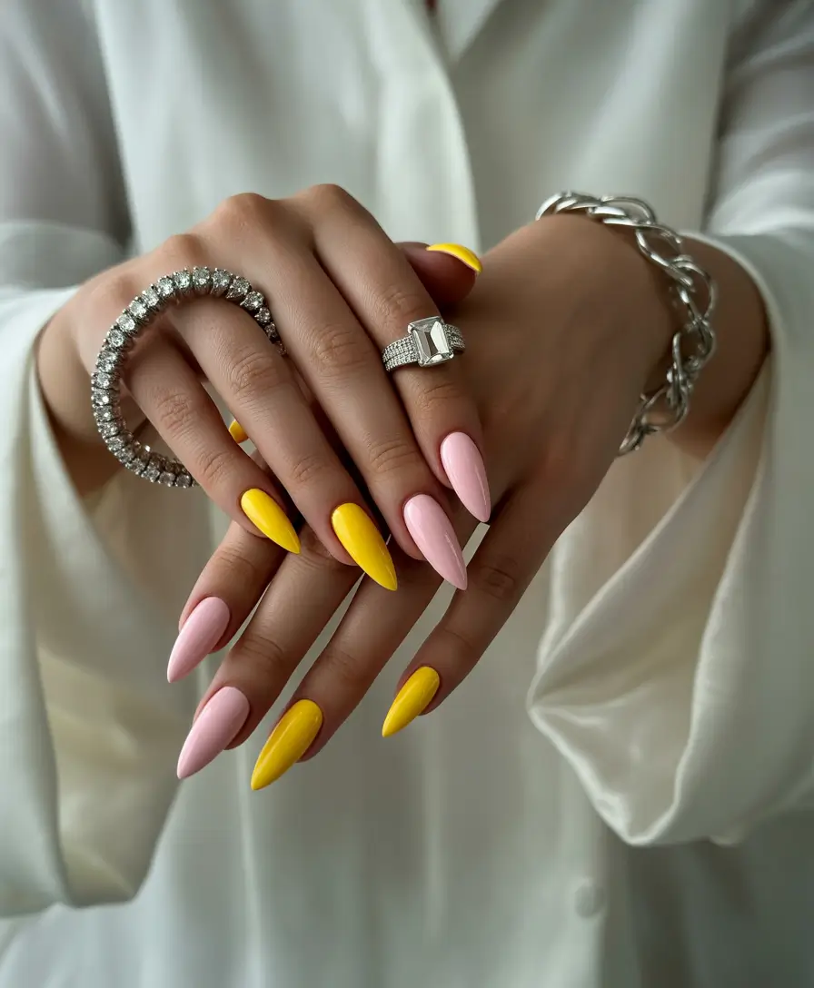 cute summer almond nails Pink Lemonade Vibes