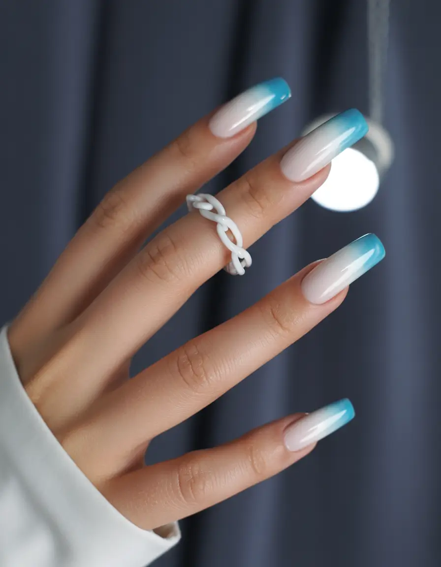 cute summer nails 2025 Ombre Blues on the Horizon