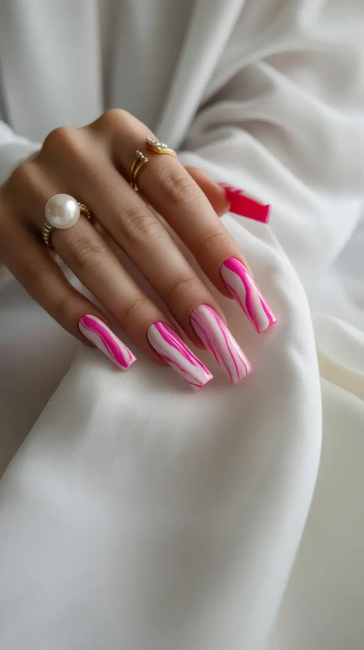 cute summer nails 2025 Pink Lava Flow