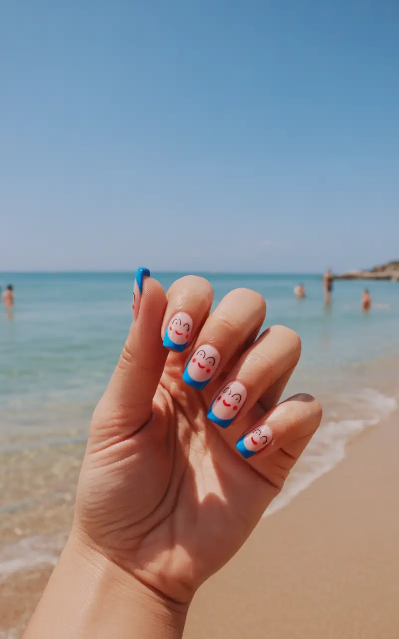 cute summer nails 2025 Happy Waves at the Shore