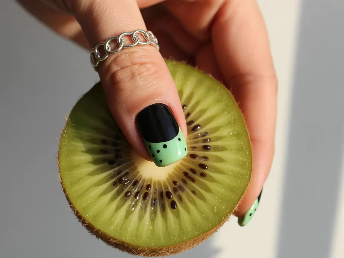 cute summer nails 2025 Kiwi Pop French
