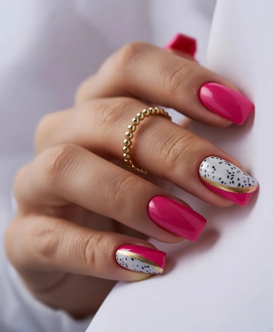 cute summer nails 2025 Dragon Fruit Elegance