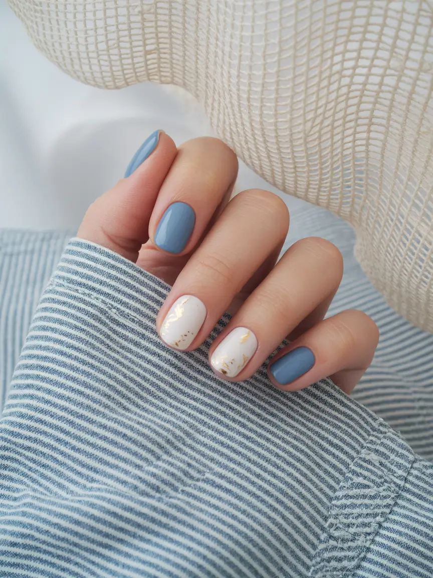 cute summer nails 2025 Modern Mediterranean Blues