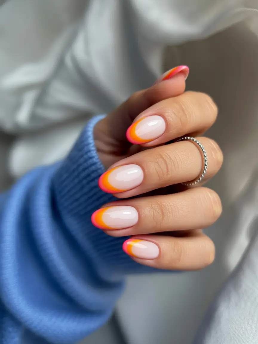 cute summer nails 2025 Sunset French Fade