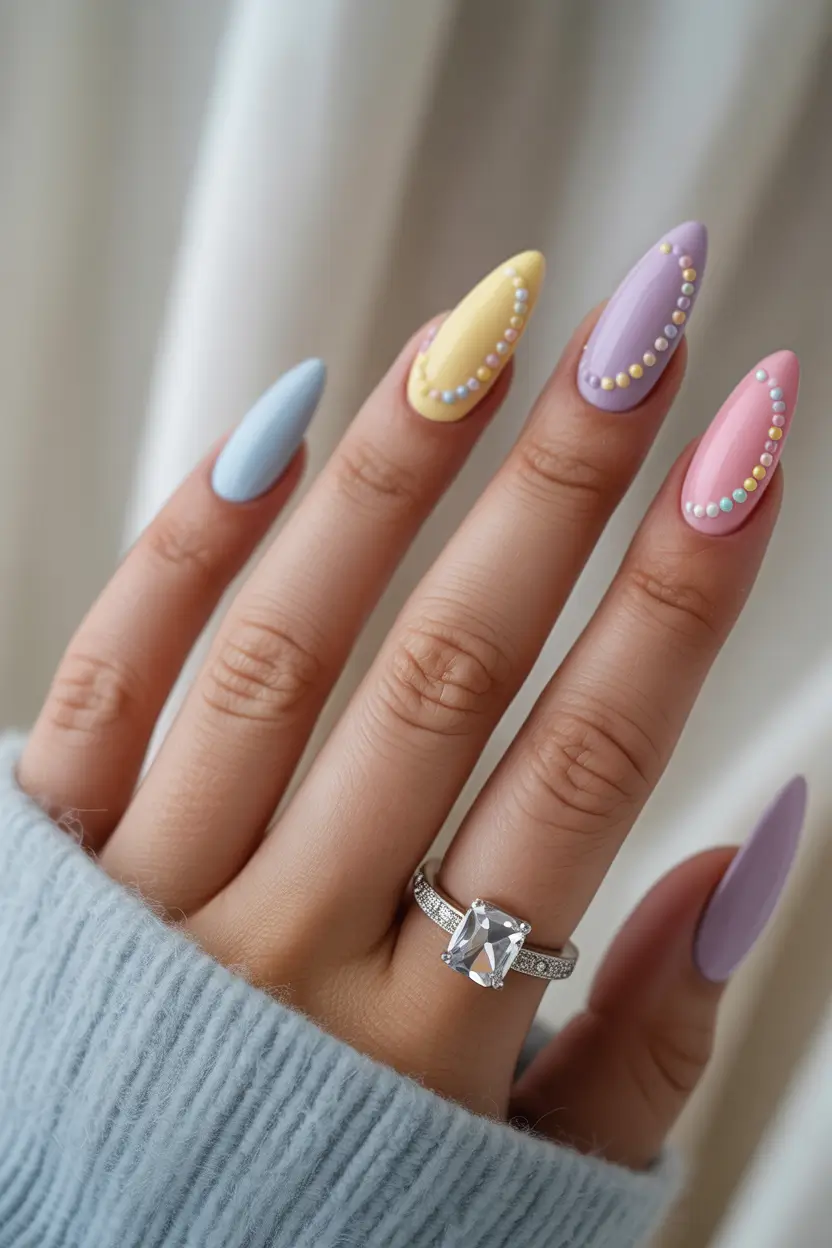 cute summer nails ideas 2025 Pastel Candy Beads