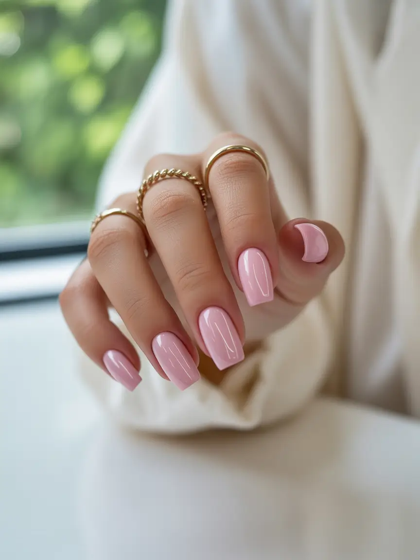 cute summer nails ideas 2025 Balletcore Pink Perfection