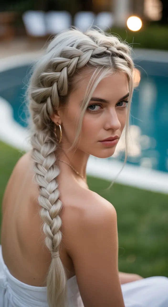 Easy Swimming Hairstyles - Summer 2025 Ideas+French Braid Crown with a Tail