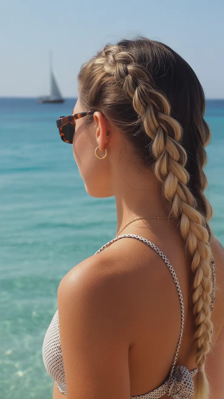 Easy Swimming Hairstyles - Summer 2025 Ideas+Side-Swept Beach Braids