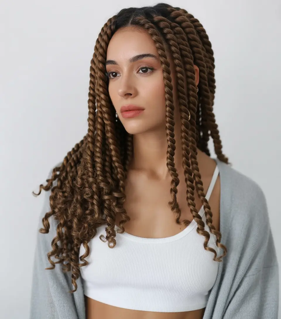 Easy Swimming Hairstyles - Summer 2025 Ideas Chunky Rope Twists with Defined Ends