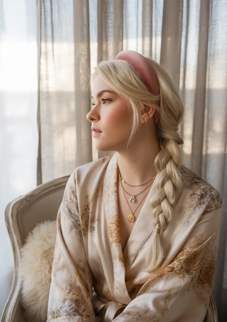 Easy Swimming Hairstyles - Summer 2025 Ideas Soft Braid with Velvet Headband