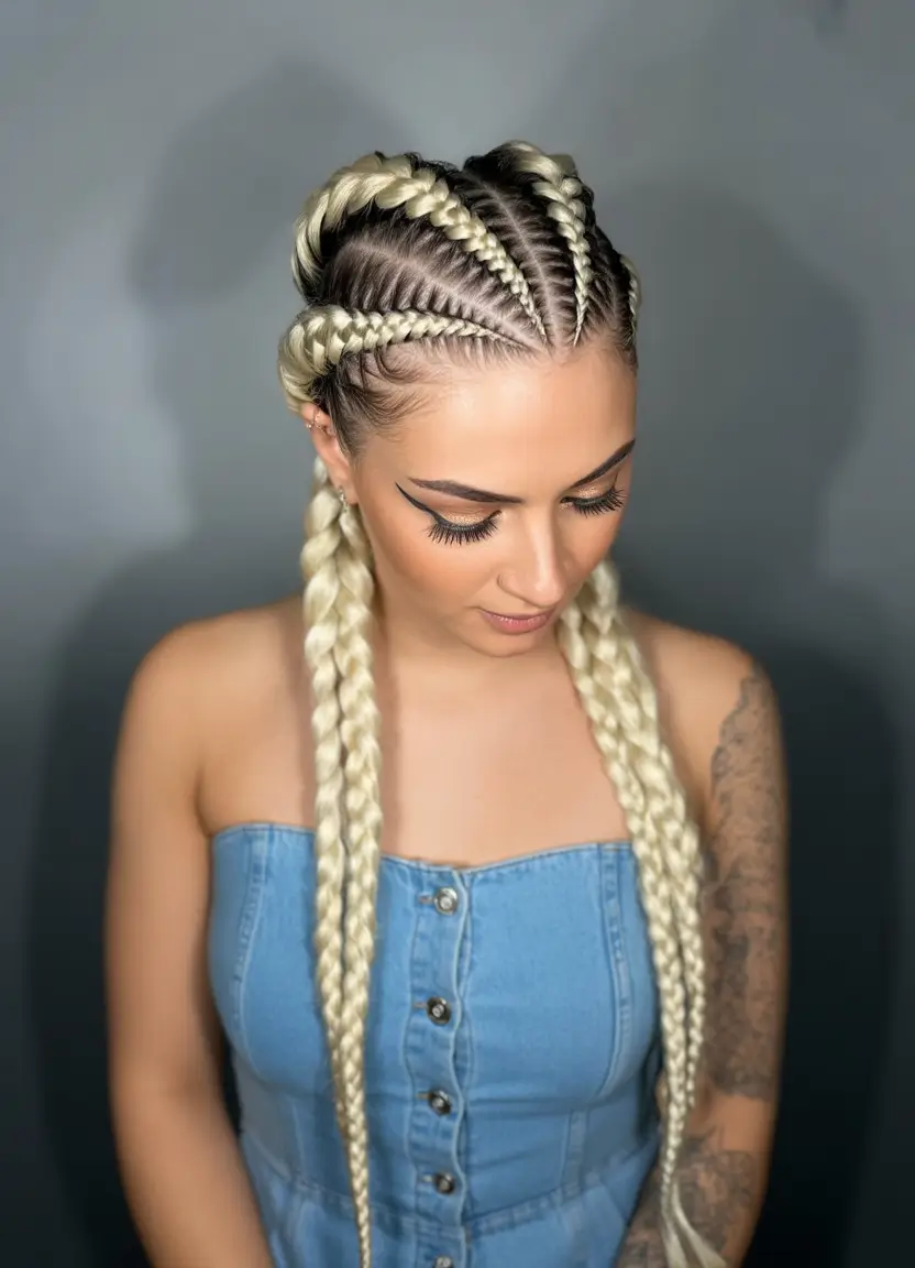 Easy Swimming Hairstyles - Summer 2025 Ideas Cornrow Crown with Front Twist Detail