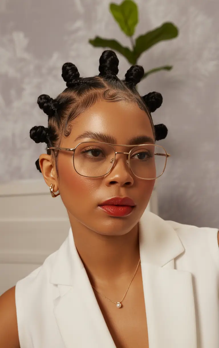 Easy Swimming Hairstyles - Summer 2025 Ideas Mini Bantu Knots with Sculpted Edges