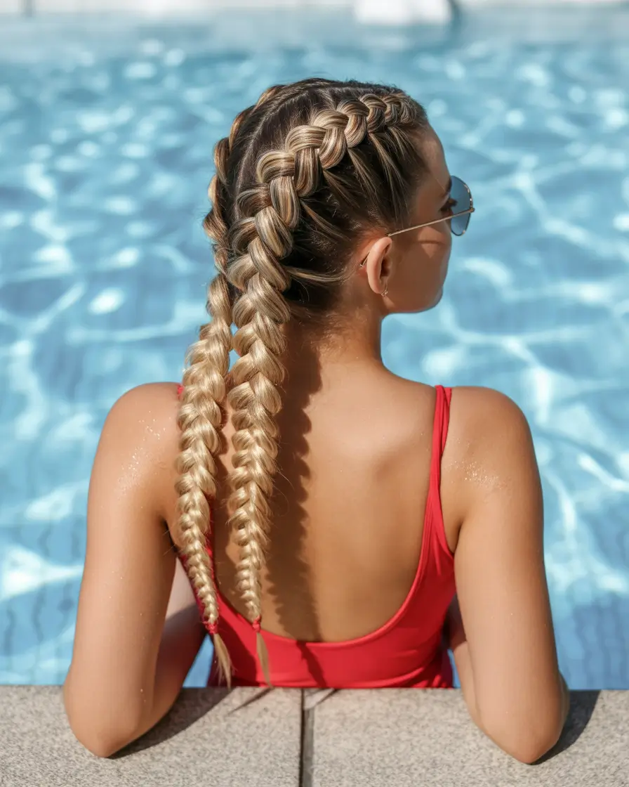 Easy Swimming Hairstyles - Summer 2025 Ideas+Tight Dutch Braids for the Win