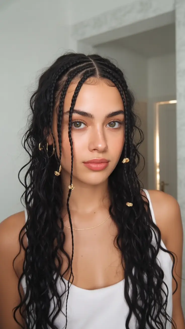 Effortless Natural Hair Inspiration for Summer 2025! Wet Look With Face-Framing Braids