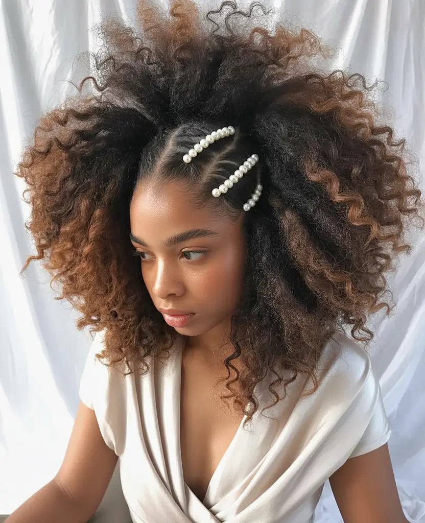 Effortless Natural Hair Inspiration for Summer 2025! Fro Volume With Pearl Detail