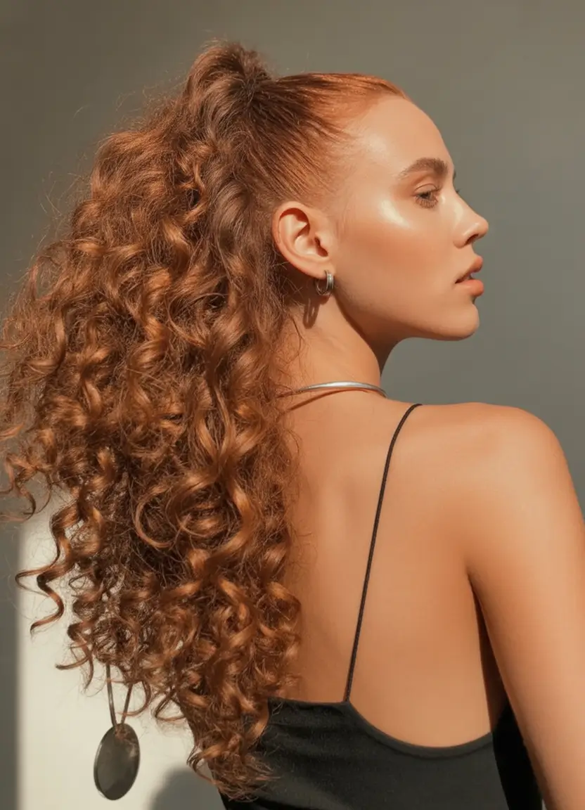 Effortless Natural Hair Inspiration for Summer 2025! Spiced Copper Curls in a Power Ponytail