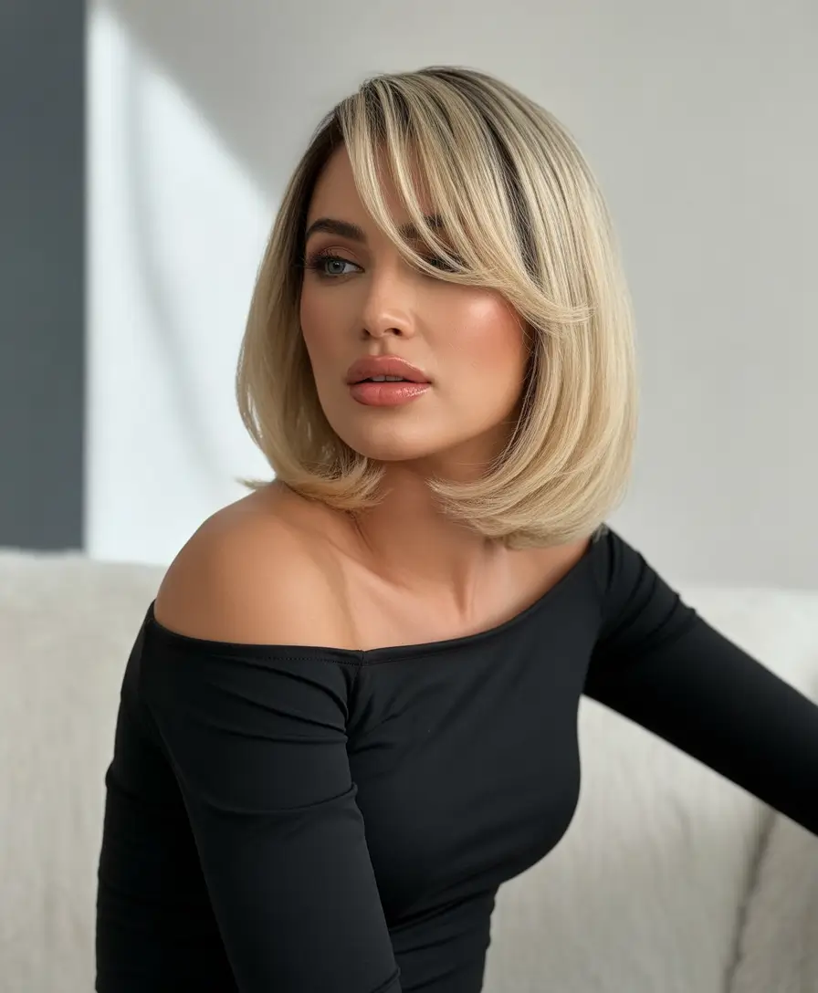 Fresh Inspiration Short Summer Haircut 2025 Layered Blonde Lob with Curtain Bangs