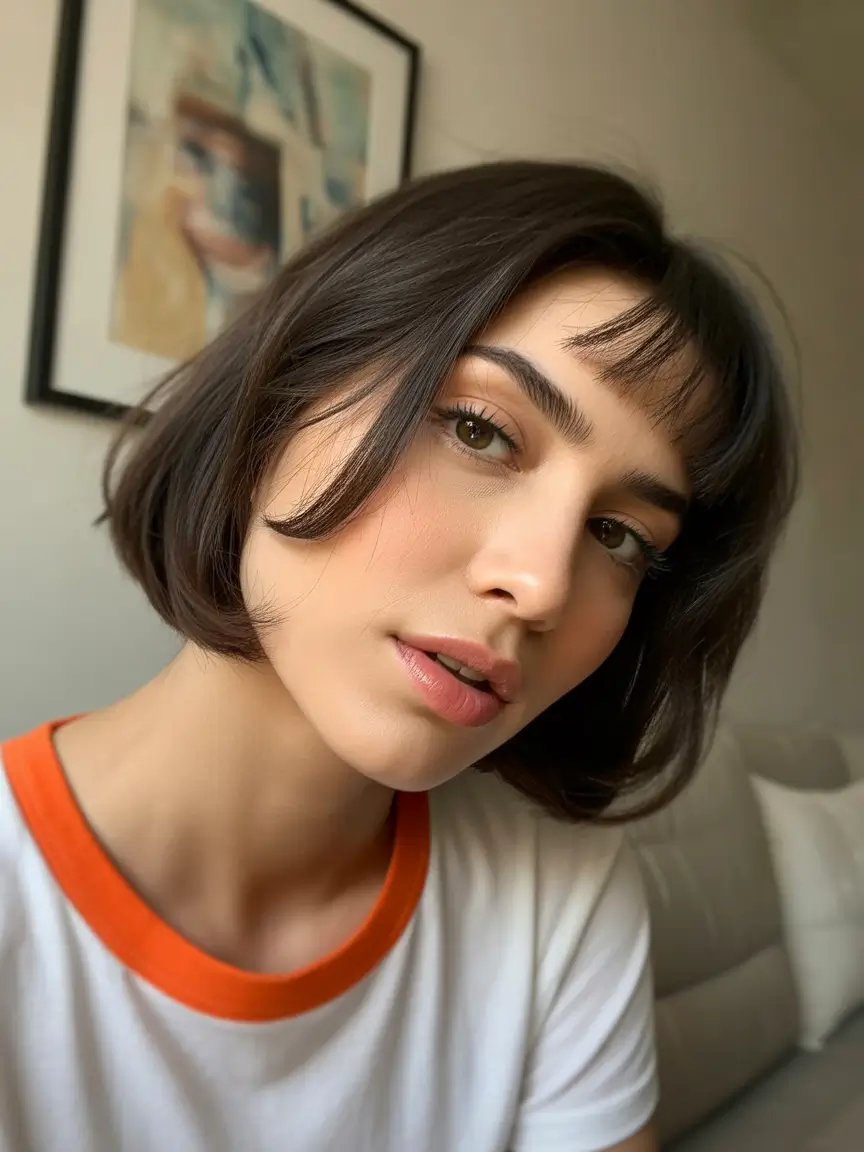 Fresh Inspiration Short Summer Haircut 2025 Blunt Chic with Micro Bangs