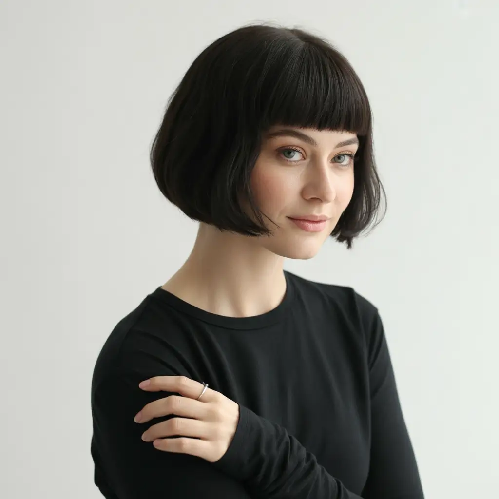 Fresh Inspiration Short Summer Haircut 2025 Softly Angled Cut with Curtain Bangs