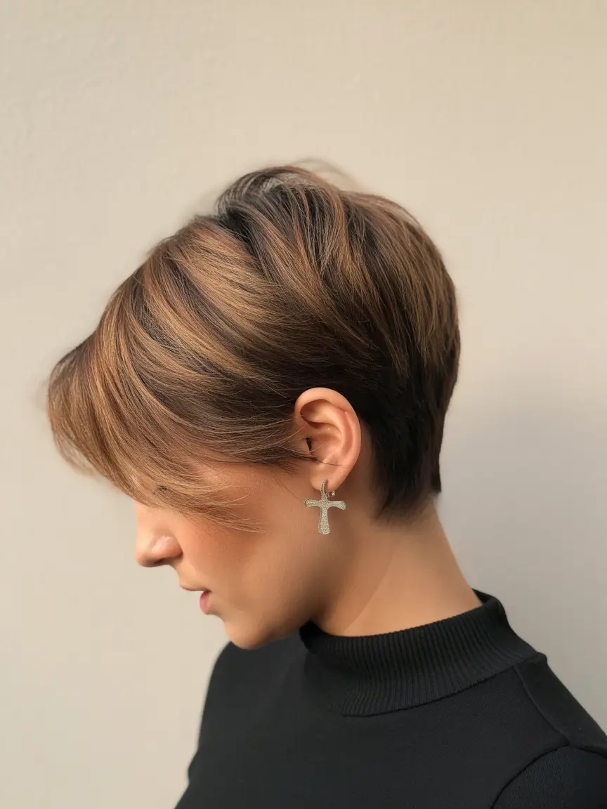 Fresh Inspiration Short Summer Haircut 2025 Sleek Brunette Pixie with Soft Side Fringe
