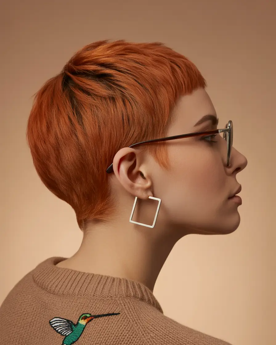 Fresh Inspiration Short Summer Haircut 2025 Fiery Red Micro Pixie with Micro Bangs