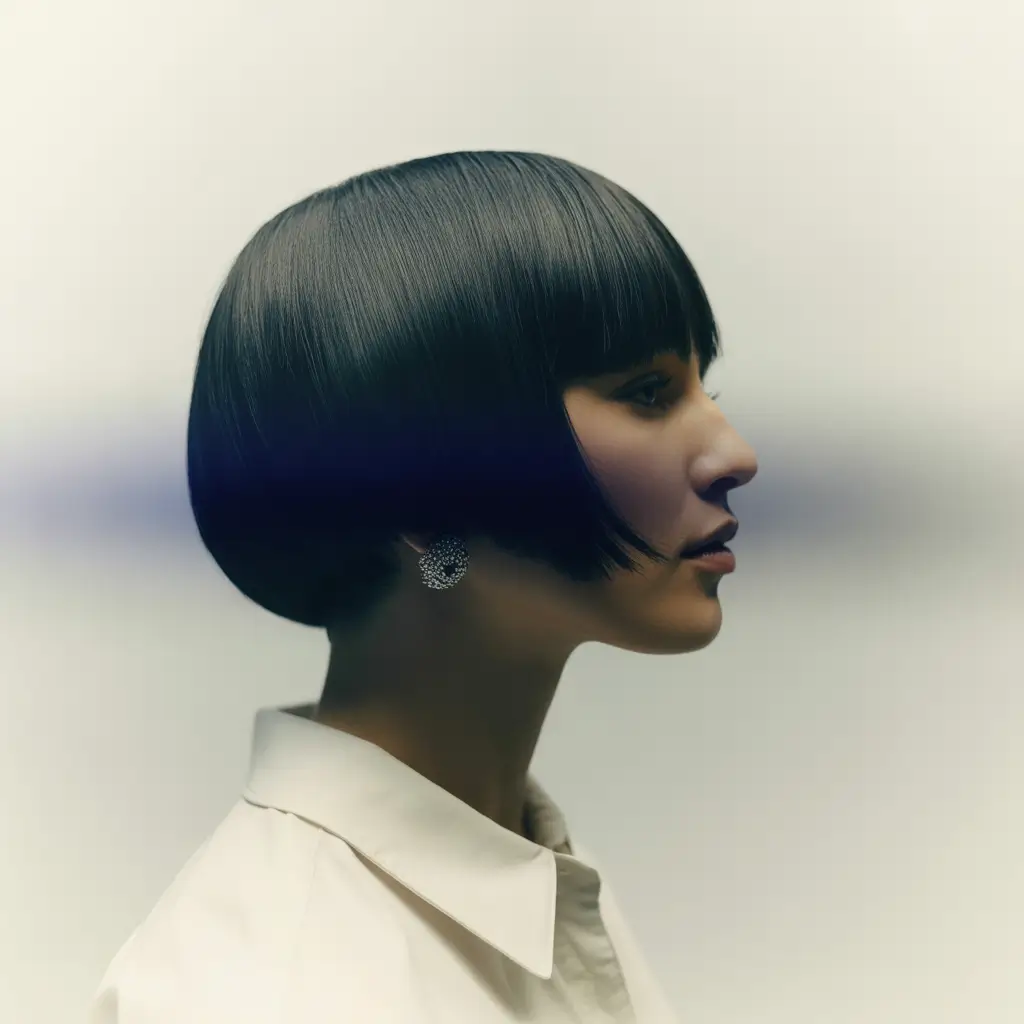 Fresh Inspiration Short Summer Haircut 2025 Jet Black Sculpted Bowl Cut