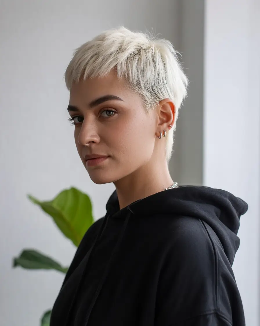 Fresh Inspiration Short Summer Haircut 2025 Choppy Platinum Crop with Feathered Edges