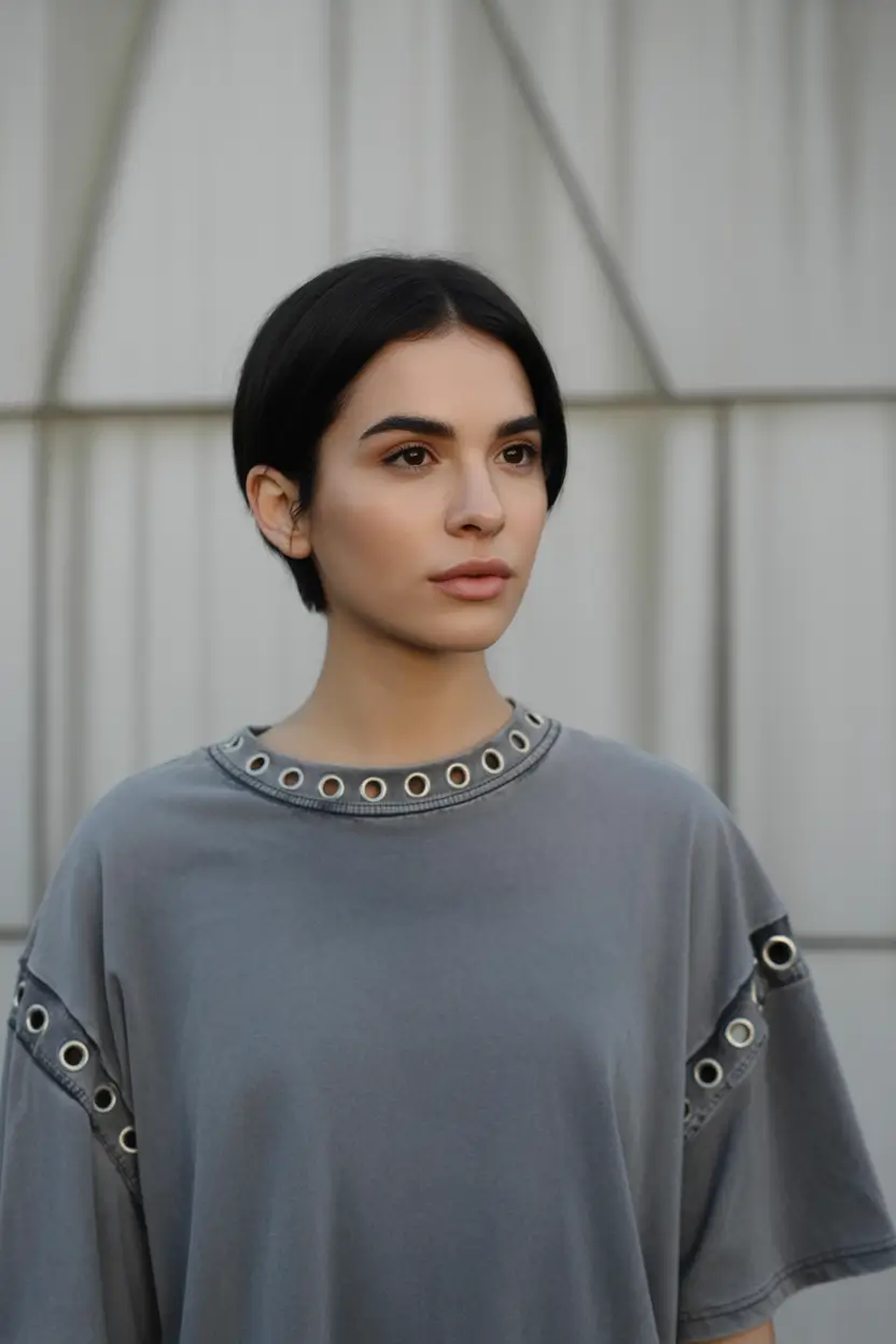 Fresh Inspiration Short Summer Haircut 2025 Structured Jet Black Tuck-Behind Crop