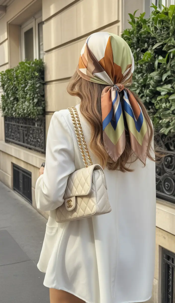 june hairstyles ideas 2025 Old Money Glam with a Luxe Headscarf