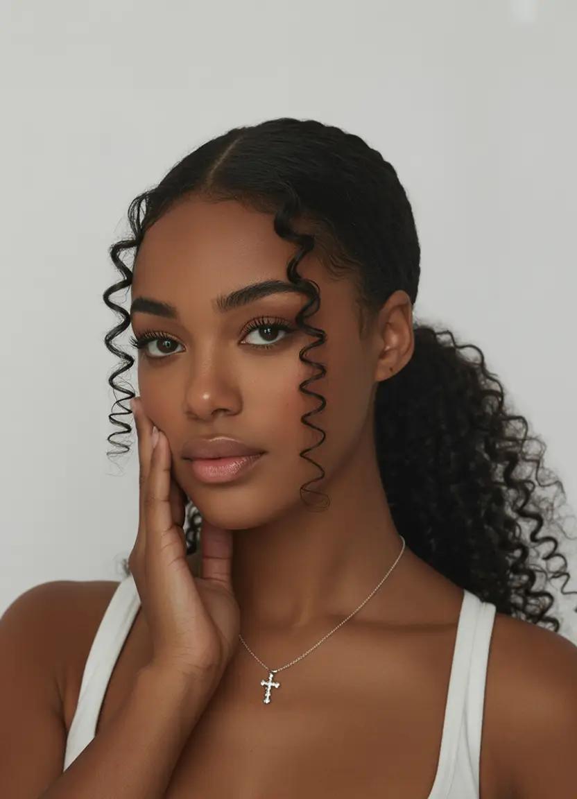 june hairstyles ideas 2025 Defined Low Pony with Spiral Face Curls