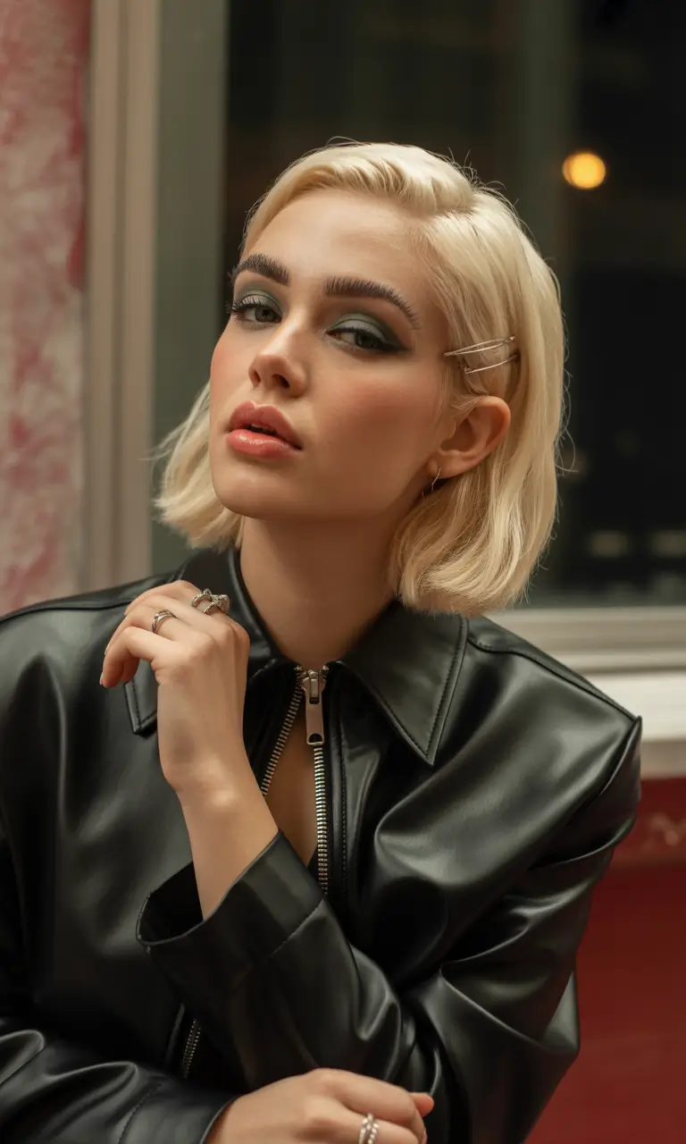 june hairstyles ideas 2025 Sleek Short Blonde Bob with Clips