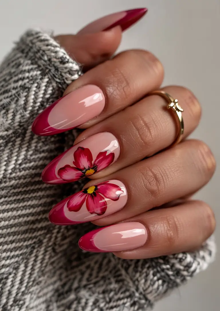 june nails color ideas 2025 Berry Blossom Elegance