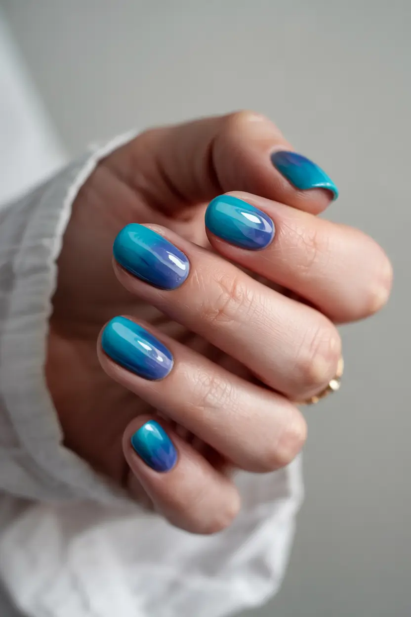 june nails color ideas 2025 Oceanic Ombre Bliss