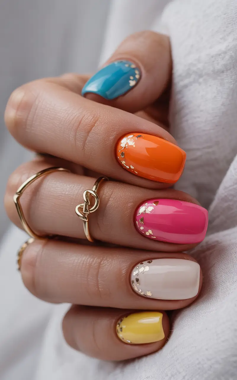 june nails color ideas 2025 Color Pop Confetti