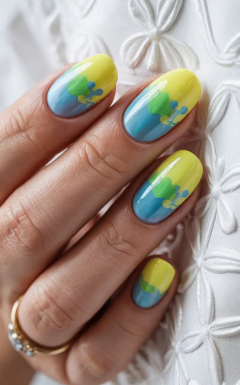 june nails color ideas 2025 Juicy Summer Colorblock in Candy Tones